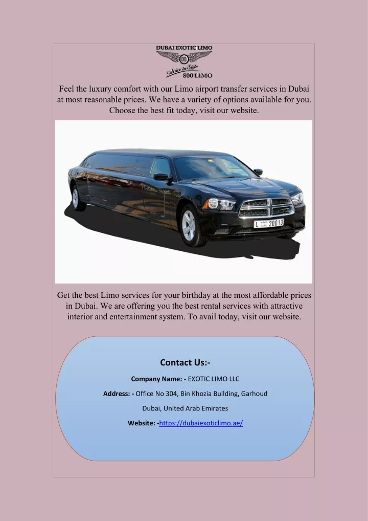 feel the luxury comfort with our limo airport