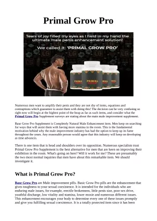 Primal Grow Pro: Reviews,Price and Where to Buy