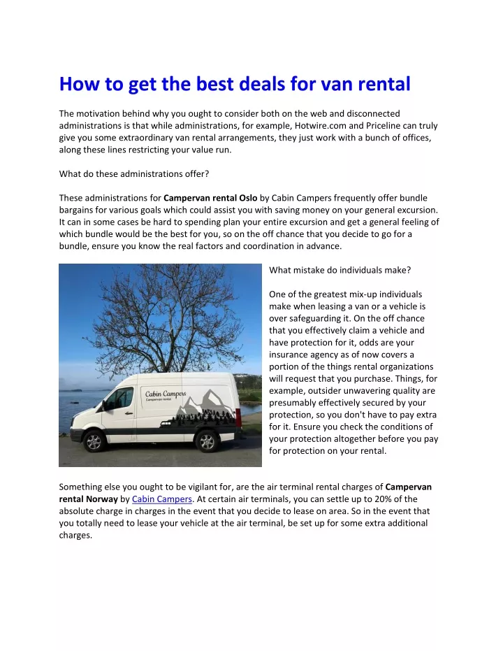how to get the best deals for van rental