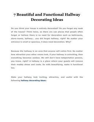 7 beautiful and functional hallway decorating