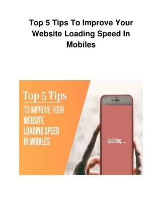 top 5 tips to improve your website loading speed in mobiles
