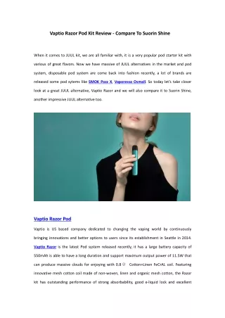 vaptio razor pod kit review compare to suorin
