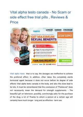 Vital alpha testo canada - No Scam or side effect free trial pills , Reviews & Price