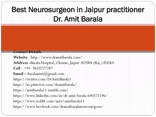 Best Neurosurgeon in Jaipur practitioner Dr. Amit Barala