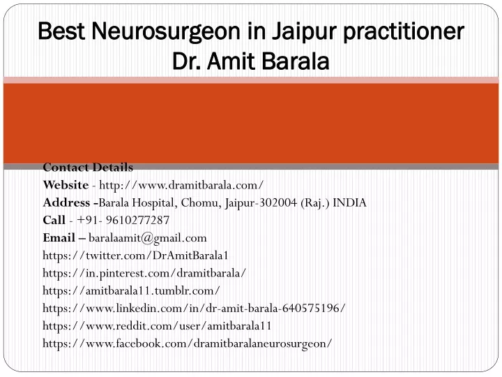 best neurosurgeon in jaipur practitioner dr amit barala