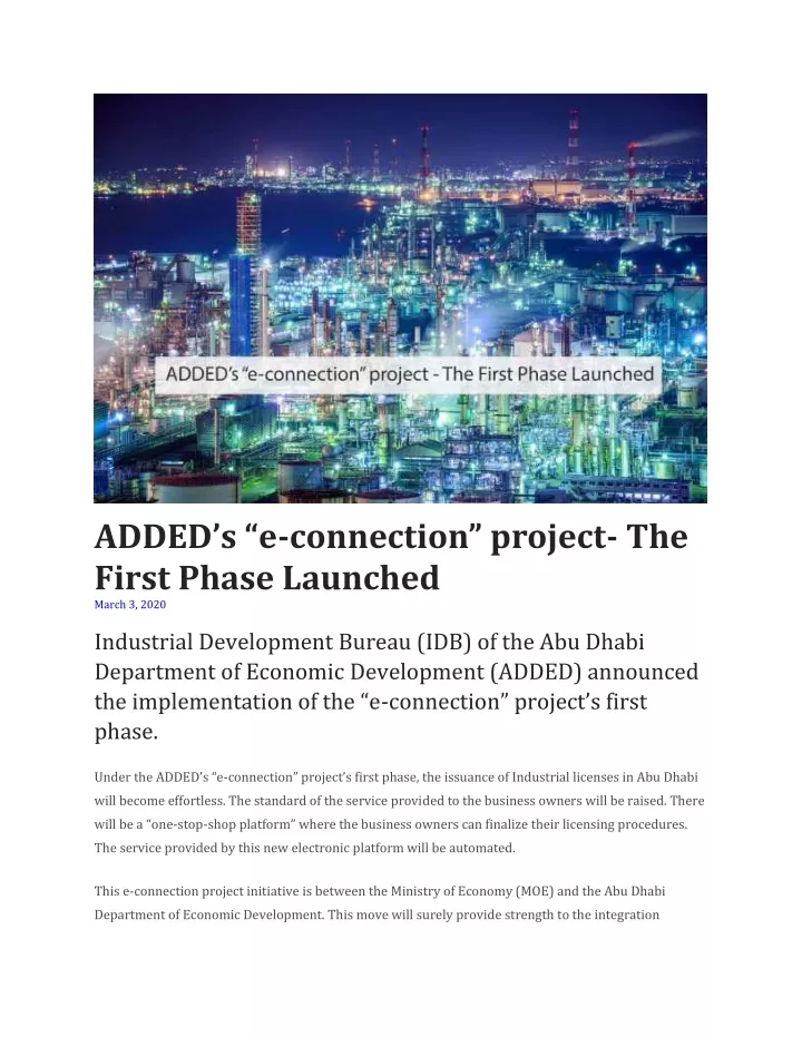 added s e connection project the first phase
