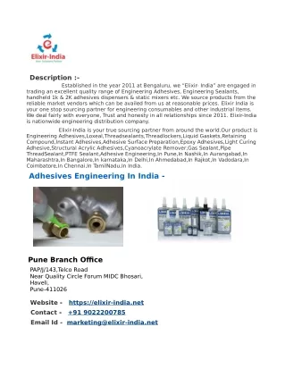 Adhesive  Engineering In Pune,India