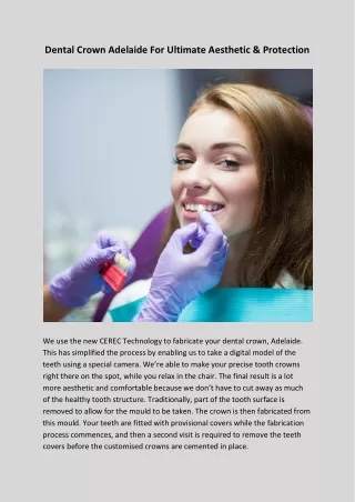 Dental Crown Adelaide For Ultimate Aesthetic & Protection