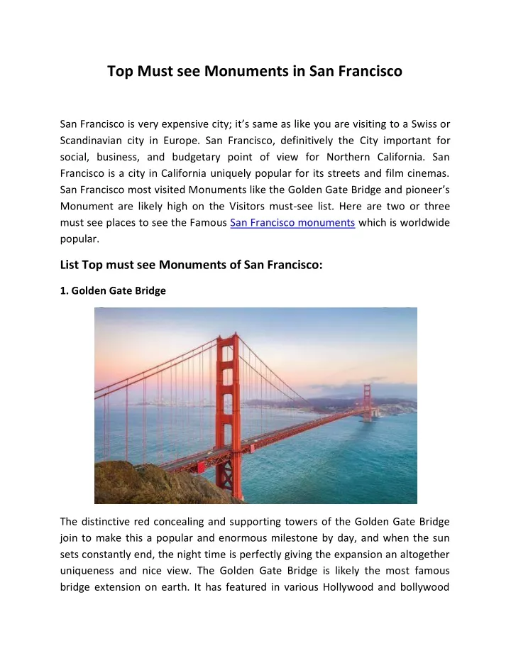 top must see monuments in san francisco