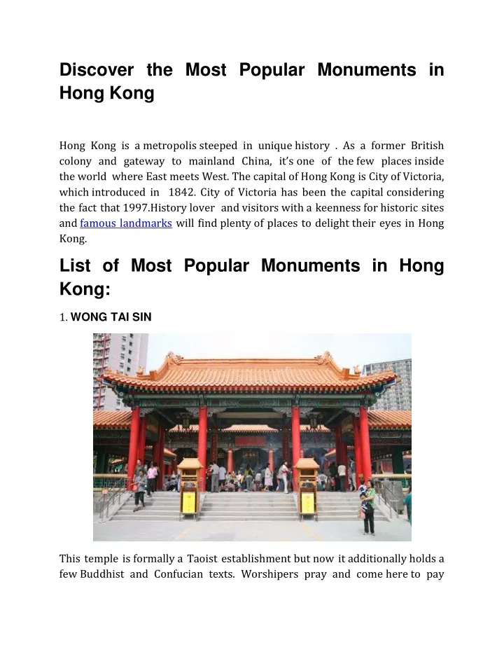 discover the most popular monuments in hong kong