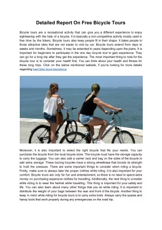 Detailed Report On Free Bicycle Tours