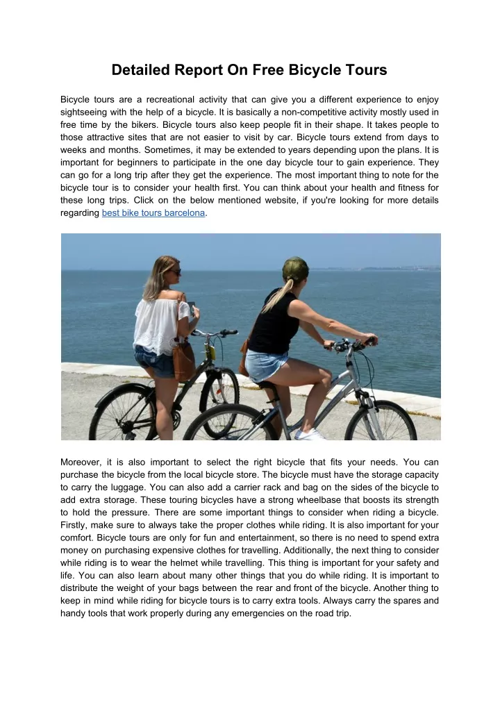 detailed report on free bicycle tours bicycle