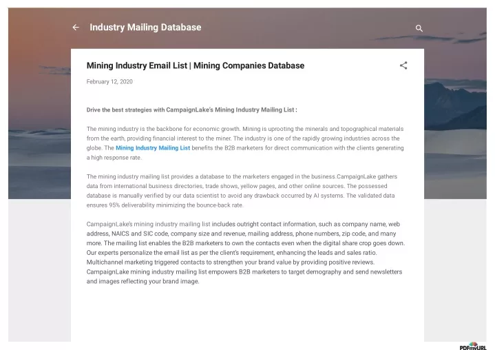 industry mailing database
