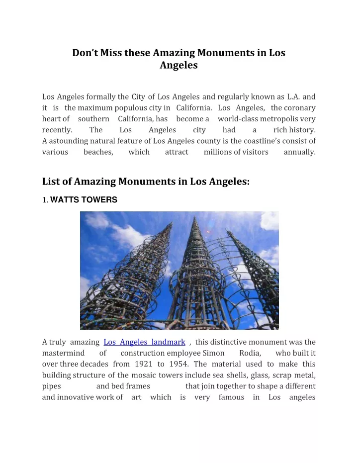 don t miss these amazing monuments in los angeles