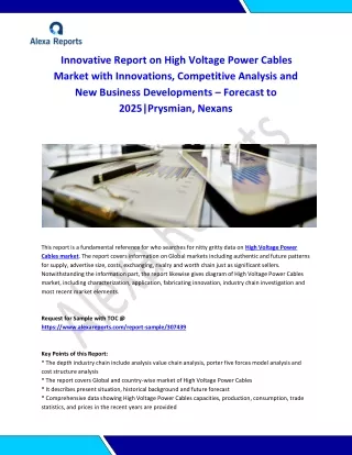 Global High Voltage Power Cables Market Analysis 2015-2019 and Forecast 2020-2025
