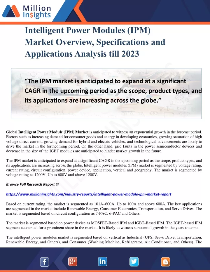 intelligent power modules ipm market overview