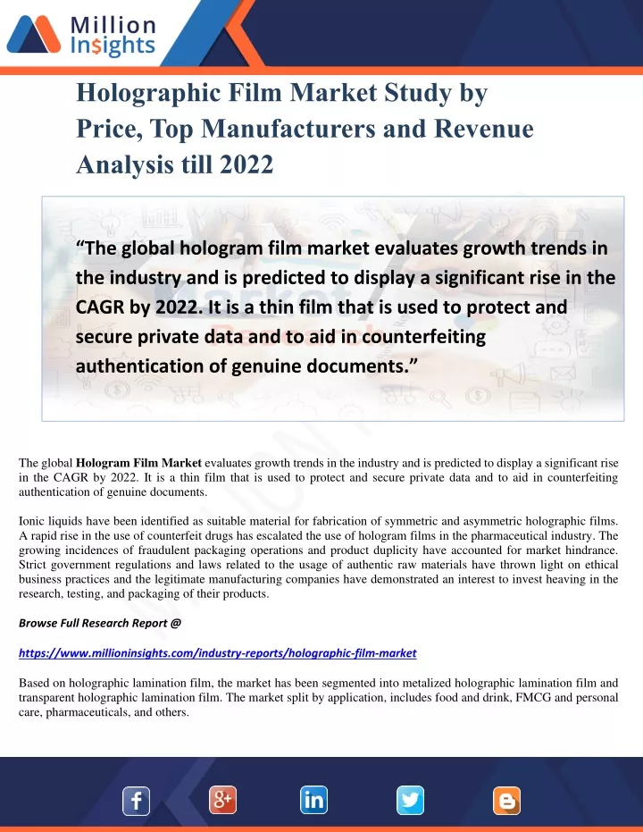 holographic film market study by price