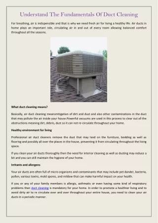 understand the fundamentals of duct cleaning