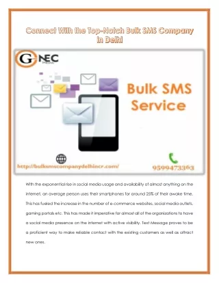 Connect with the top-notch bulk SMS company in Delhi
