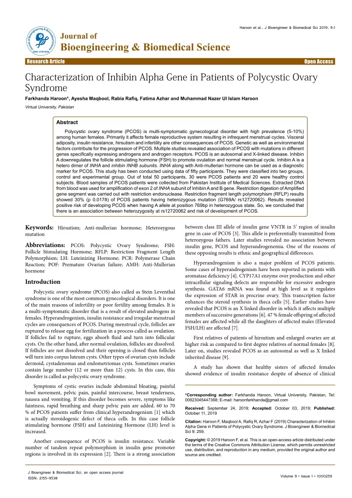 haroon et al j bioengineer biomedical sci 2019 9 1