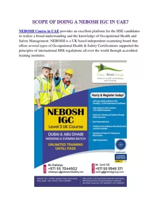 nebosh course in uae provides an excellent