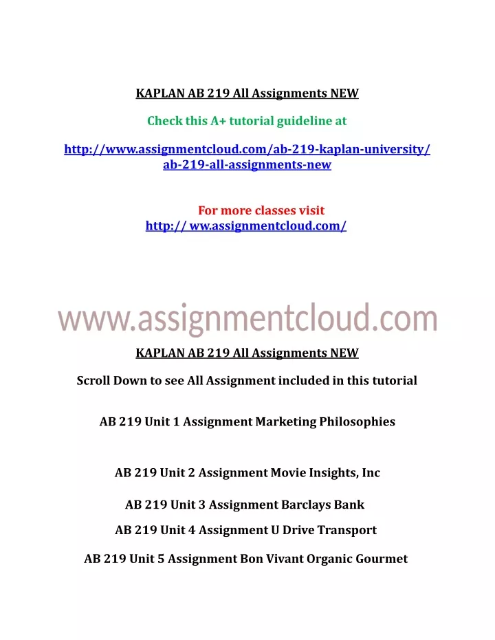 kaplan ab 219 all assignments new check this