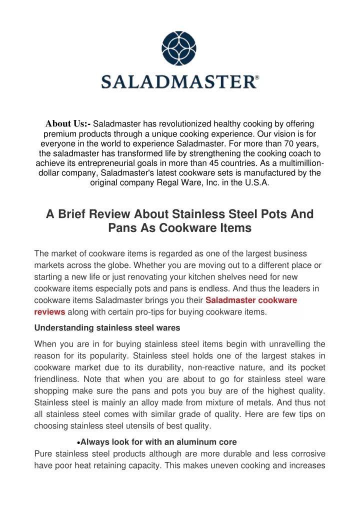 about us saladmaster has revolutionized healthy