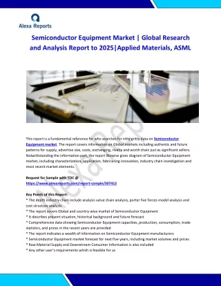 Global Semiconductor Equipment Market Analysis 2015-2019 and Forecast 2020-2025
