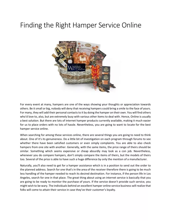 finding the right hamper service online