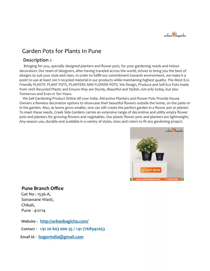 garden pots for plants in pune