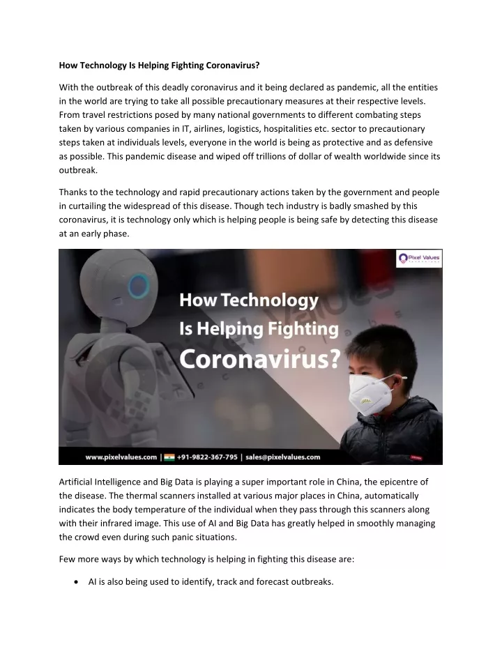 how technology is helping fighting coronavirus