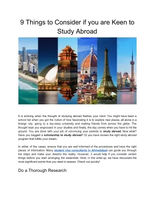 9 Things to Consider if you are Keen to Study Abroad
