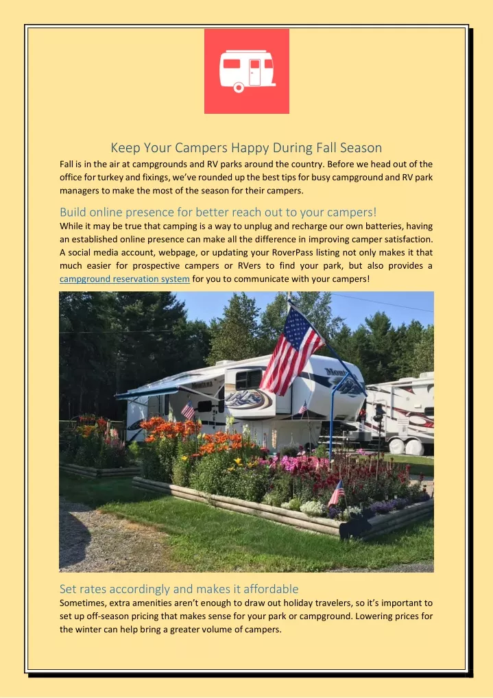 keep your campers happy during fall season fall