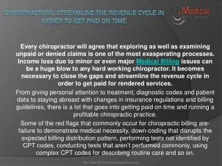 chiropractors streamline the revenue cycle in order to get paid on time