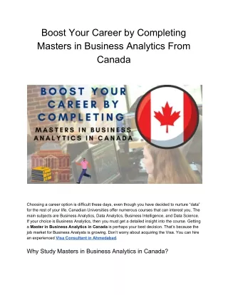 Career Prospects and Study Abroad Business Analytics in Canada