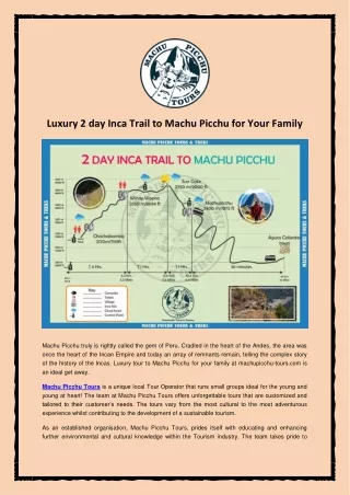 Luxury 2 day Inca Trail to Machu Picchu for Your Family