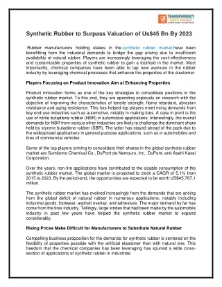 synthetic rubber to surpass valuation