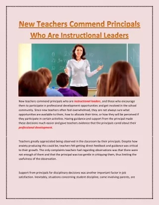 new teachers commend principals