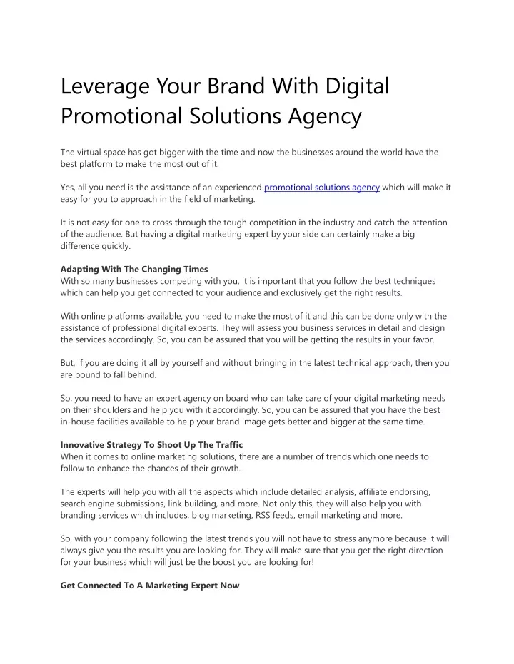 leverage your brand with digital promotional