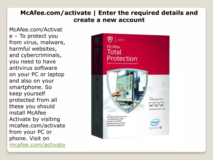 mcafee com activate enter the required details