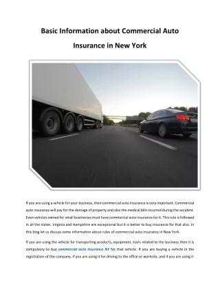 Basic Information about Commercial Auto Insurance in New York