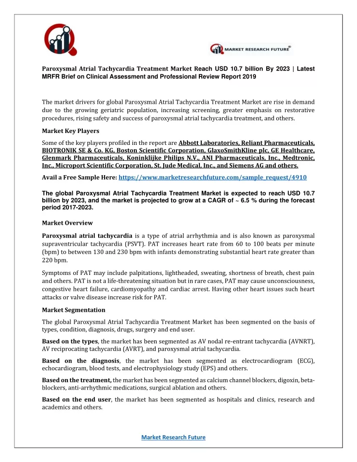 paroxysmal atrial tachycardia treatment market