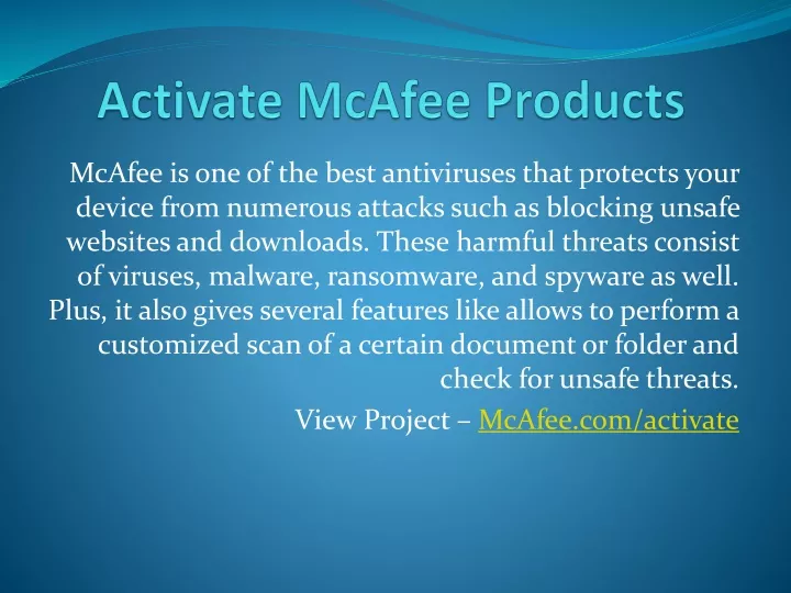 activate mcafee products