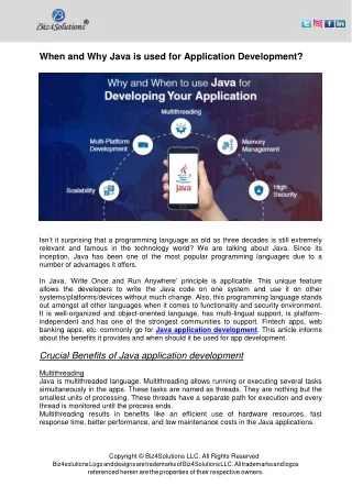 when and why java is used for application