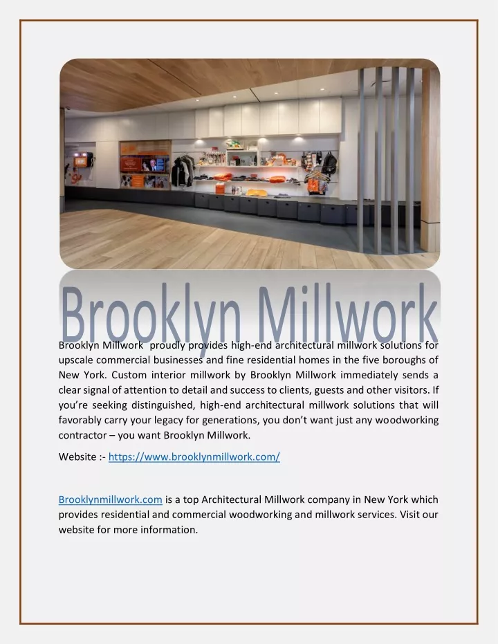 brooklyn millwork proudly provides high