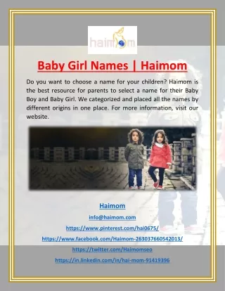 Baby Girl Names | Haimom