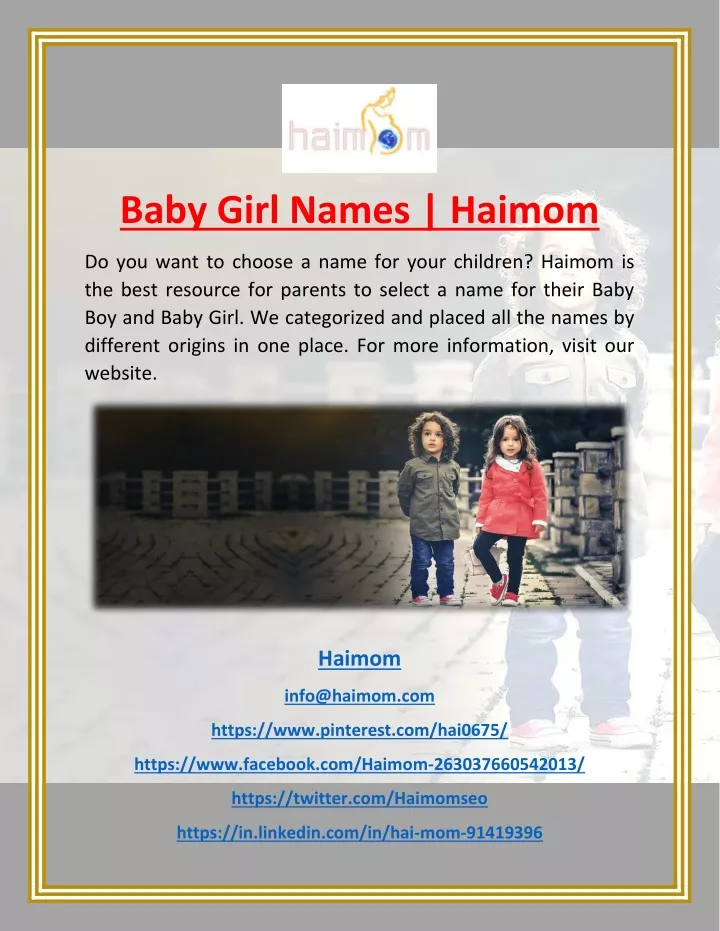 baby girl names haimom