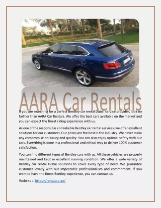 Bentley Car Rental in Dubai from AARA Car Rentals
