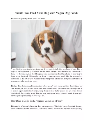 should you feed your dog with vegan dog food