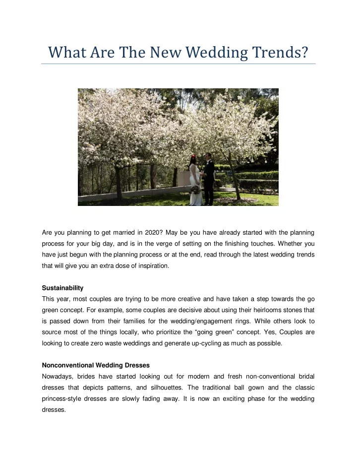 what are the new wedding trends